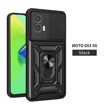 Для Motorola G53 5G Slide Camera Бронированный Чехол Для Телефона Moto G73/Moto G62 5G/Moto G52 4G/Moto G50/Moto G10 Capa Держатель С Магнитным Кольцом