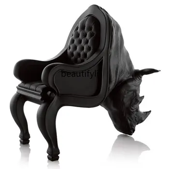 Итальянский дизайнерский диван с изображением животных, кресло-носорог, кресло для приема гостей в холле