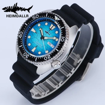 Heimdallr Мужские дайверские часы SRPH55 Turtle King 44 мм Синий циферблат Сапфировый NH36 Механизм с автоподзаводом 20 бар Водонепроницаемость C3 Светящийся