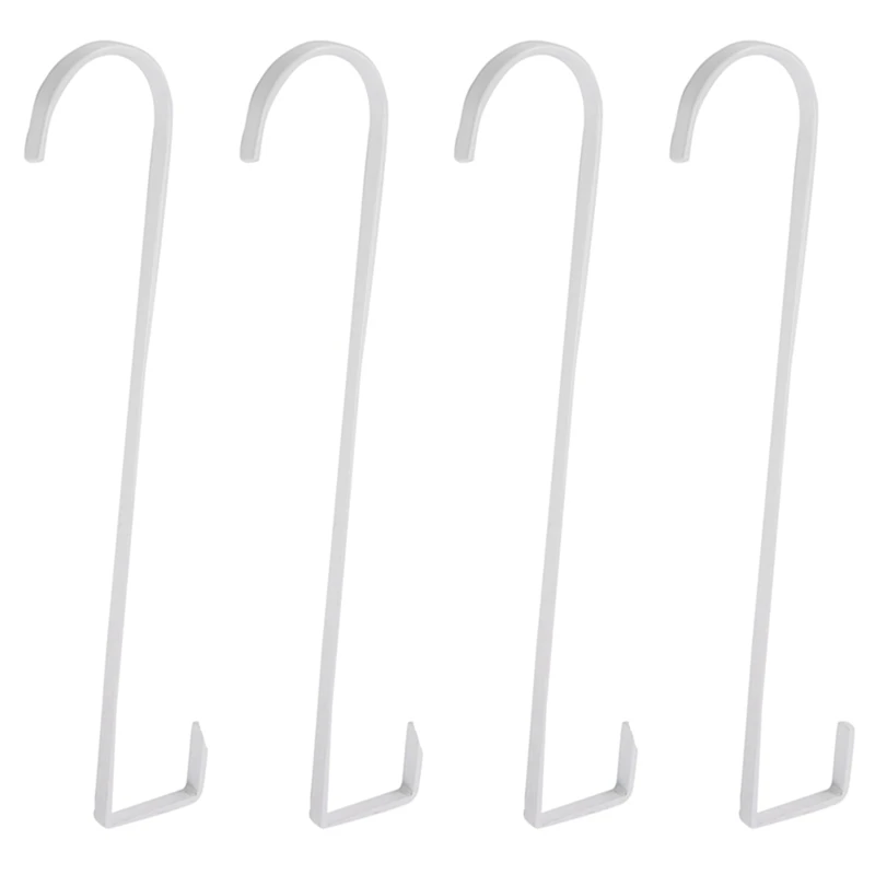 4X Крючок для венка над дверью - Тонкий металлический держатель для венка над дверью, сезонная вешалка для передней или задней двери (белый)