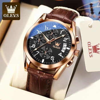 Мужские часы OLEVS Водонепроницаемые Многофункциональные Оригинальные светящиеся кварцевые часы для мужчин Бизнес Сертифицированные товары для студентов