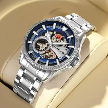 Мужские часы AILANG, лучший бренд, роскошные механические часы для мужчин, водонепроницаемые, светящиеся, модные наручные часы со скелетом из нержавеющей стали.
