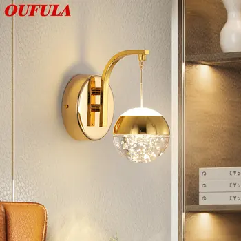 OUFULA Золотой хрустальный настенный светильник Nordic Simple Bubble Sconce Light Светодиодные светильники для дома, спальни Декоративные