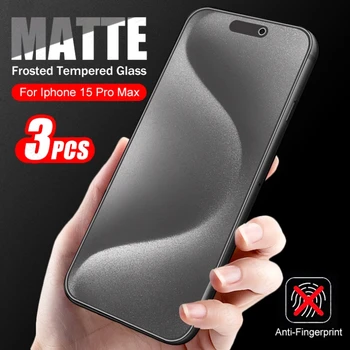 3ШТ 9D Матовое Закаленное Стекло Для Iphone 15 Pro Max Plus С Защитой От Отпечатков Пальцев Защитная Пленка Для Экрана Iphone15 Iphoen 15 ProMax