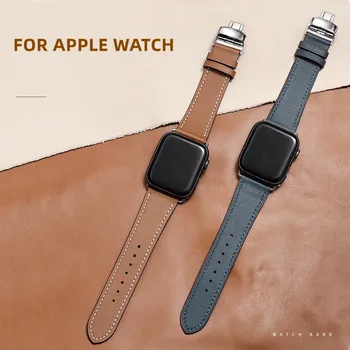 Кожаный Ремешок для Apple watch band 49 мм 45 мм 44 мм 40 мм 42 мм 38 мм ultra 41 мм браслет correa ремешок для часов iWatch серии 8 7 SE 6 5 4
