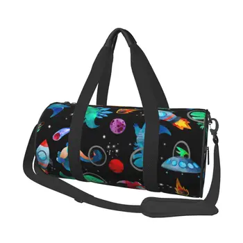Спортивная сумка Space Dinosaurs Galaxy, классные портативные спортивные сумки, аксессуары для спортзала, дорожная сумка с рисунком, графическая сумка для фитнеса для пары