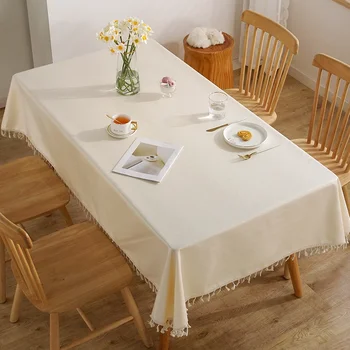 Хлопчатобумажная льняная скатерть, водонепроницаемая, маслостойкая и моющаяся, прямоугольная ткань для обеденного стола, коврик для чайного столика, скатерть