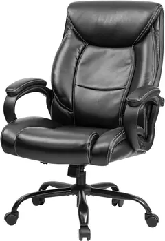 Офисное кресло с высокой спинкой, Офисное Кожаное Рабочее кресло, Компьютерное кресло с эргономичной опорой, функцией наклона, с мягкой обивкой
