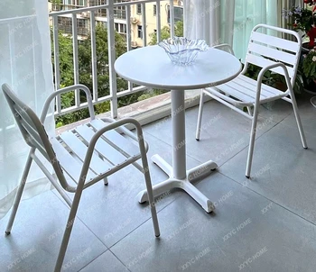 Балкон из алюминиевого сплава, Небольшой столик и стул, Внутренний двор, Защита от солнца на открытом воздухе, комната для отдыха, Садовая комбинация