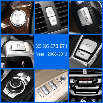 Хромированный ABS Стайлинг Автомобиля внутренние Кнопки Блестки Украшение Наклейка Крышка Отделка Наклейки для BMW X5 X6 E70 E71 Автоаксессуары
