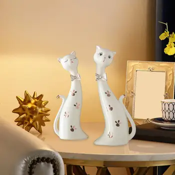 Пара кошачьих скульптур, столешница, центральное украшение для книжных полок и акцентов на полках, абстрактная скульптура, забавная фигурка кошки