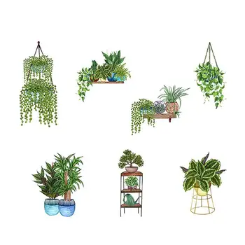 Наклейка на стену с зеленым растением, съемные 3D наклейки на стену, плакат для украшения дома, наклейки с растениями для кухни в проходе