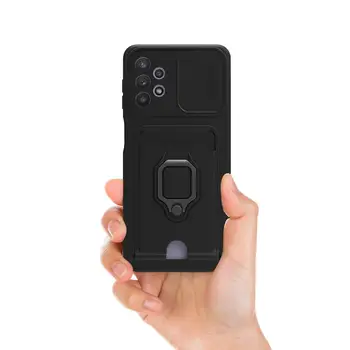 Силиконовый чехол-держатель с магнитным кольцом для Samsung A53 5G, подставка для кольца на палец, слот для карт, противоударный чехол для телефона с выдвижной камерой