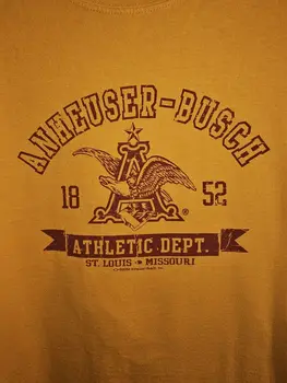 Винтажная мужская футболка Anheuser Busch Atlantic Dept 2xl Xxl с желтым графическим логотипом