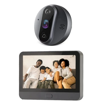 Smart Tuya 1080P Wifi Дверной Звонок Камера-Глазок 5000 мАч Аудио 4,3 Дюймов PIR FHD Инфракрасный Умный Дверной Звонок Для Alexa Google