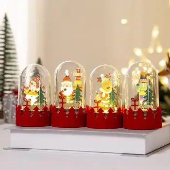 Рождественский орнамент, светящийся романтический мультяшный узор, Санта-Клаус, Лось, Снеговик, светодиодное украшение для дома