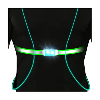 Светоотражающий жилет для ночного бега, светодиодный нагрудный светильник, USB-зарядка, фонарь для кемпинга, рыбалки, велоспорта (флуоресцентно-зеленый)