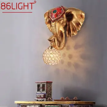 86LIGHT Современные Настенные Светильники Elephant LED Interior Creative European Resin Sconce Light для Домашнего Декора Гостиной Холла