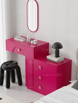 Скандинавский Маленький Туалетный столик Простой столик для макияжа в спальне, висящий на стене, Прикроватный столик в маленькой квартире, Розовый