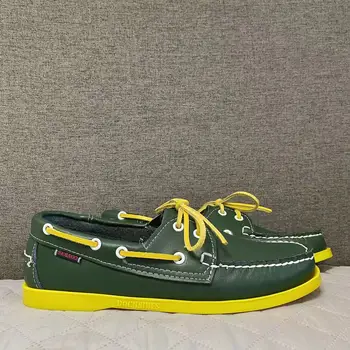 Мужская аутентичная обувь для доков Sebago - кожаные туфли-лодочки премиум-класса на шнуровке со скошенным носком AC060