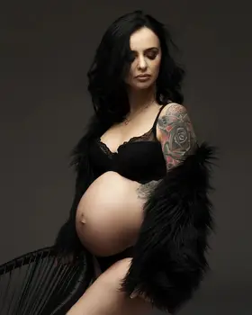 Роскошное модное платье из лисьего меха для беременных для фотосессий, реквизит для фотосессии во время беременности, сексуальное платье для беременных в стиле бохо с длинным рукавом