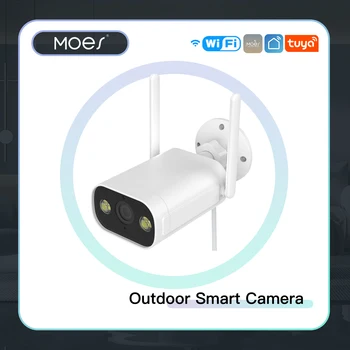 Интеллектуальная наружная камера MOES WiFi HD 3MP Со звуком, обнаружение движения, полноцветное ночное видение, водонепроницаемый двухсторонний аудиомонитор безопасности