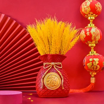 Ваза из смолы, кашпо, горшок, Красный Китайский денежный мешок в форме денежного банка, копилка для монет Для домашнего декора, Цветочные композиции, Сухоцветы