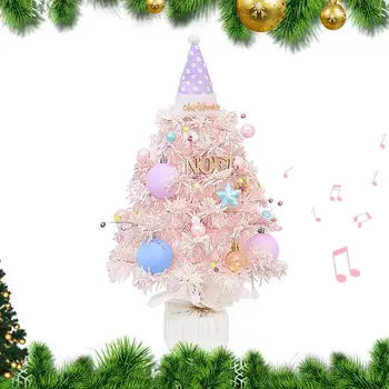 Музыкальная шкатулка для рождественской елки, вращение на 360 градусов, музыкальная шкатулка с подсветкой, конфетные цвета, Настольная подарочная коробка для елки, Рождественская музыкальная игрушка