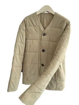 Хлопковая куртка, короткая тонкая версия, ретро-дизайн в клетку с бриллиантами, теплая и удобная новинка зимы 2023 года 1113