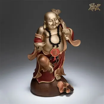 высококачественный буддийский Бог богатства Статуя Будды Майтрейи семья Защищает приносит деньги, удачу Искусство Ручной работы МЕДНАЯ Скульптура