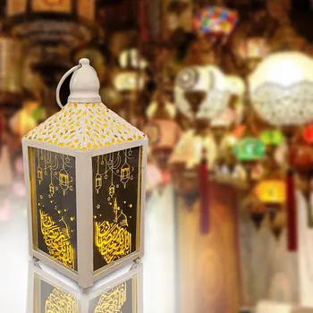 Кованые Декоративные фонари Светодиодный Праздничный свет Ночное освещение Рамадан Подвесные Украшения для Рамадана и предметы домашнего обихода