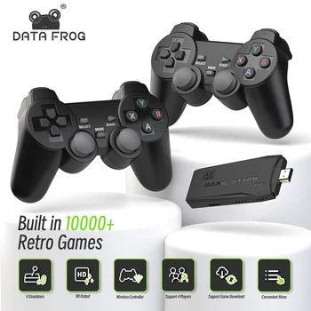 Беспроводной контроллер игровой консоли DATA FROG TV, встроенный в 10000 игр, Поддержка ретро-консоли, совместимой с 4K HDMI, для PS1/GBA/FC