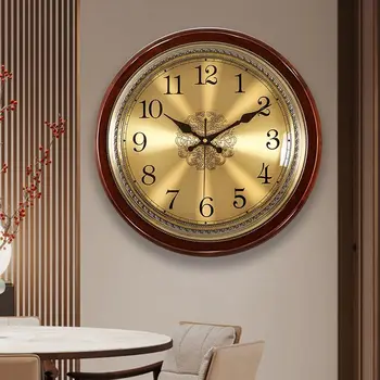 Легкие роскошные настенные часы для гостиной из массива дерева, домашние модные настенные часы, атмосфера простого маятникового стола