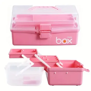 Прозрачный пластиковый ящик для хранения/toolbox, многофункциональный ящик для хранения и переносной ящик для хранения ручек (розовый, синий)
