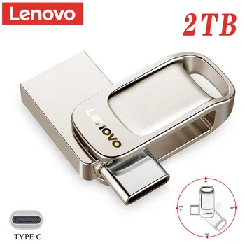 Высокоскоростной флэш-диск Lenovo USB 3.0 емкостью 2 ТБ, металлическая мини-ручка-накопитель емкостью 1 ТБ, водонепроницаемые флэш-накопители для камеры ноутбука, адаптер Type-C