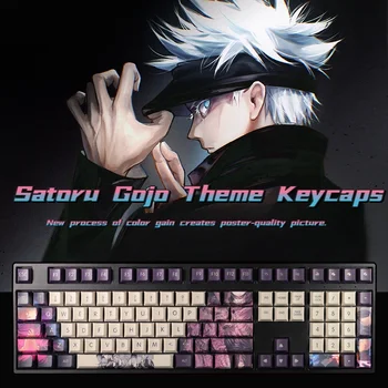 Jujutsu Kaisen Satoru Gojo Theme Keycap Set PBT Dye Subbed Anime Keyboard Cap Вишневый Профиль Key Cap для Механической Клавиатуры