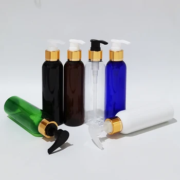 30 шт./лот Бутылка-помпа для лосьона янтарного цвета объемом 150 мл, 5 унций, черный Прозрачный белый пластиковый контейнер, косметическая упаковка 