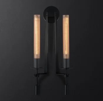 Черный настенный светильник с двойной головкой, светодиодное прозрачное стекло, латунь, хром, черный никель, настенный светильник для гостиной, ванной, спальни