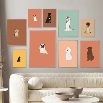 Портрет милых собак, холст, плакат, Порода собак, Милый семейный партнер, Настенная картина для гостиной, спальни, детской комнаты, Современный домашний декор