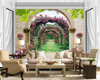 Европейские 3D обои роза на окне ТВ фон обои украшение дома гостиная спальня обои по индивидуальному заказу