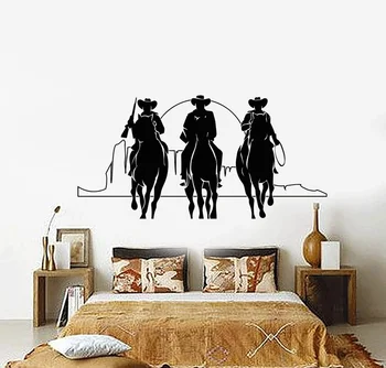 Виниловая настенная аппликация западный ковбой лошадь закат фильм наклейка на фильм, домашняя гостиная украшение спальни наклейка на стену KT23
