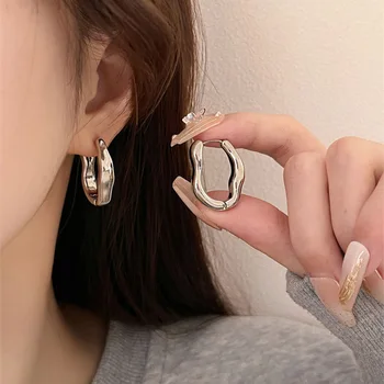 Винтажные Простые серьги-кольца неправильной формы для женщин, модные металлические серьги с позолотой, Новые Модные ювелирные изделия, подарки оптом