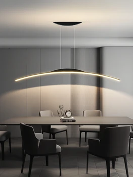 Дизайнерская люстра для столовой, простой современный обеденный стол в скандинавском стиле, барная настольная лампа, минималистичный светодиодный длинный офисный подвесной светильник