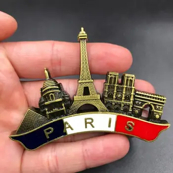 Металлические магниты на холодильник French Paris, 3D наклейки в стиле ретро Paris для холодильника, коллекция туристических сувениров World, Подарки, Украшение дома