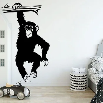 Большая забавная наклейка на стену в виде дерева с обезьяной для детской комнаты Мультфильм Джунгли Ветка лесного животного Виниловая наклейка на стену спальня G795
