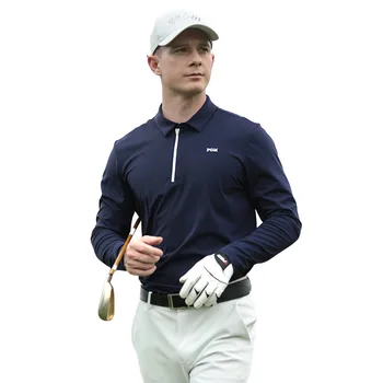 Одежда для гольфа PGM, Мужская осенне-зимняя спортивная футболка с длинными рукавами, мягкая и удобная мужская повседневная универсальная рубашка поло