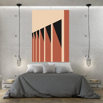 Архитектура Баухауза: закат - Минималистский иллюстративный плакат | Колонны и тени | Высококачественное произведение искусства | Современное искусство Pri