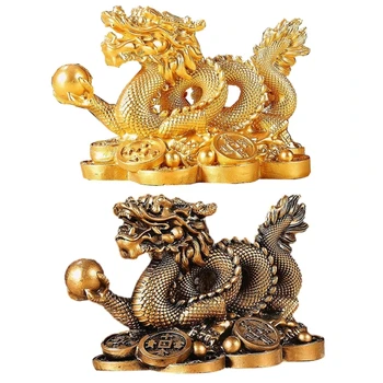 Статуя китайского золотого дракона, скульптура животных Привлекает богатство и защищает ваш дом, отличный подарок для друга и семьи
