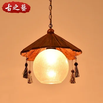 Потолочный светильник в китайском стиле в стиле ретро, Ностальгическая индивидуальность, креативная столовая лампа из массива дерева с одной головкой, барная стойка