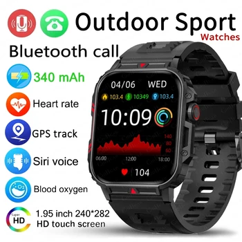 2024 Новые Смарт-часы Bluetooth Call Мужские 340 мАч 1,95 дюймовые Спортивные Фитнес-Часы С Сердечным Ритмом, Кислородом в крови, Водонепроницаемые Смарт-часы